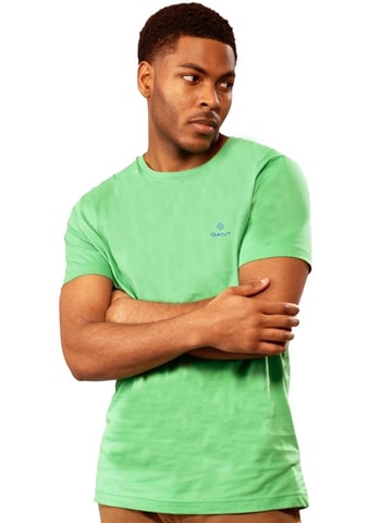 Gant | Camiseta cuello redondo hombre Logo contraste - Verde