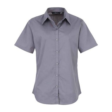 Premier Womens/Ladies Poplin Short-Sleeved Blouse (Steel)
