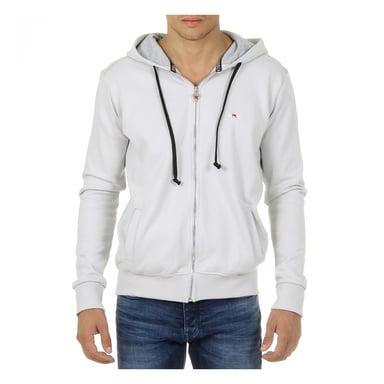 Andrew Charles Mens Hoodie with Zip Long Sleeves Round Neck Light Grey FELA