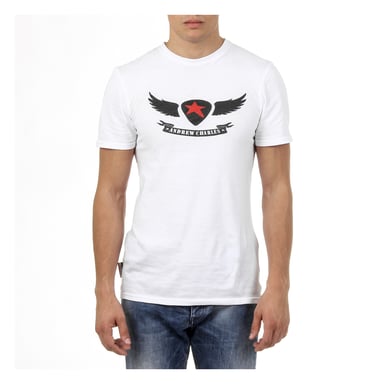 Andrew Charles Mens T-Shirt Short Sleeves Round Neck White KEITA