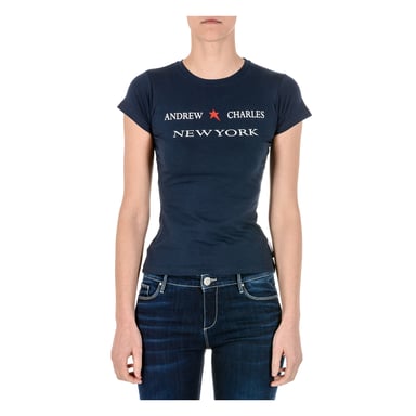 Andrew Charles Womens T-Shirt Short Sleeves Round Neck Blue TARANA