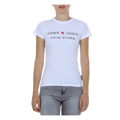 Andrew Charles Womens T-Shirt Short Sleeves Round Neck White TARANA