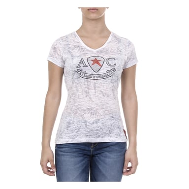 Andrew Charles Womens T-shirt Short Sleeves V-Neck White ALEXA