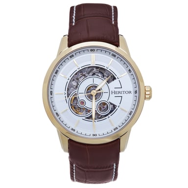 Reloj automático Heritor Davies semiesqueleto con correa de cuero