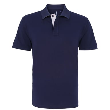 Asquith & Fox Mens Classic Fit Contrast Polo Shirt (Navy/ White)