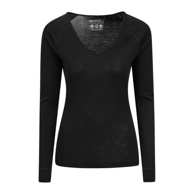 Mountain Warehouse Womens/Ladies Merino Wool V Neck Top (Black)