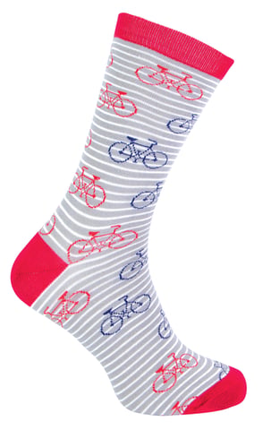 Mr Heron - Calcetines de Bambú para Hombre | Calcetines de Argyle a Rayas | Regalos para Él - Bicicleta (Gris)