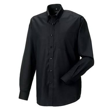 Russell Collection Mens Long Sleeve Easy Care Oxford Shirt (Black)