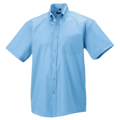Russell Collection Mens Short Sleeve Ultimate Non-Iron Shirt (Bright Sky)