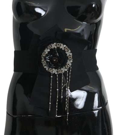 Cinturón SATORIA Ancho con Broche de Cristal Negro para Mujer de Dolce & Gabbana