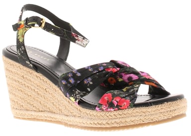 Sandalias de Mujer Ted Baker Cardima Cuña de Espadrille Impresa Floral Negra