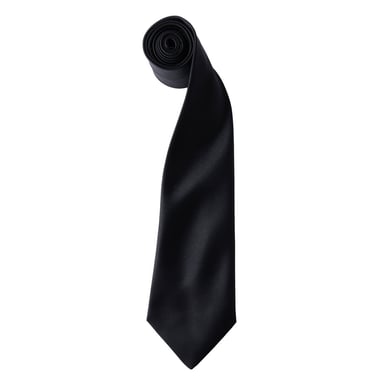 Premier Unisex Adult Colours Satin Tie (Black)