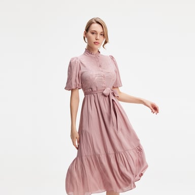 Tea dress with tiered ruffles