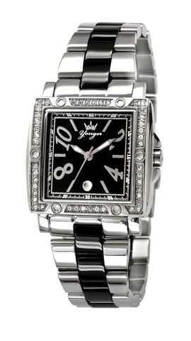 Yonger y Bresson: pulsera de acero inoxidable de dos tonos con diamantes en el reloj del bisel