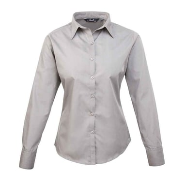 Premier Womens/Ladies Long-Sleeved Shirt (Silver)