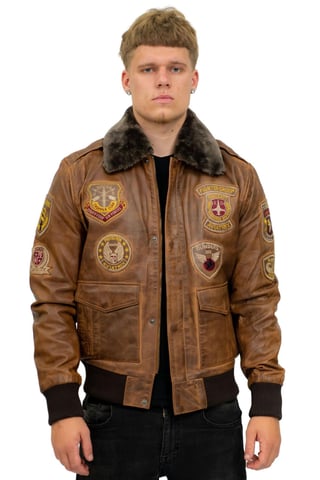 Chaqueta de cuero estilo aviador de la Fuerza Aérea para hombre - Belgrado
