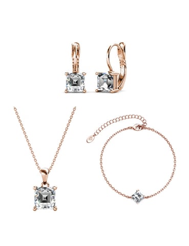 Conjuntos cuadrados simples: oro rosa y cristal