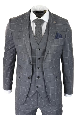 Traje gris de 3 piezas para hombre, estilo vintage, retro, elegante, para boda, clásico, corte a medida