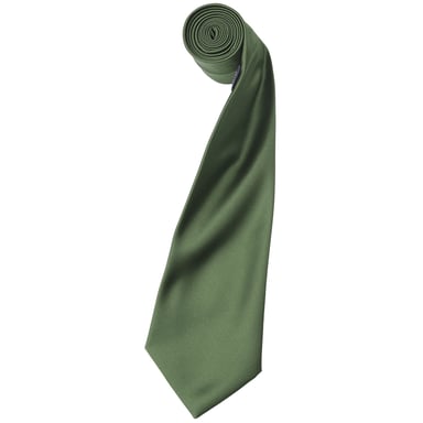 Premier Mens Plain Satin Tie (Narrow Blade) (Pack of 2) (Olive)