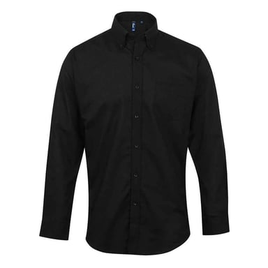 Premier Mens Signature Oxford Long-Sleeved Formal Shirt (Black)