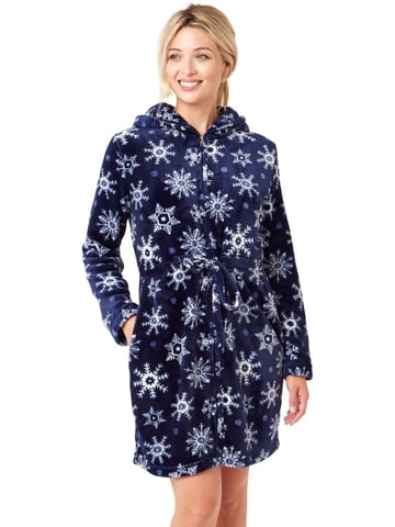 Snowflake Fleece Hooded Robe