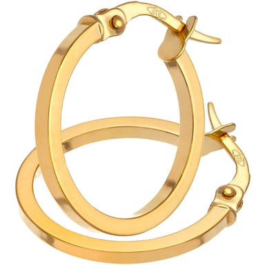 Pendientes de aro elegantes con tubo cuadrado en oro amarillo de 9 quilates de 15 mm de diámetro
