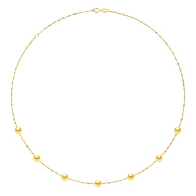 Necklace Pearls - 7 Real Cultured Freshwater Pearls Round 6-7 mm