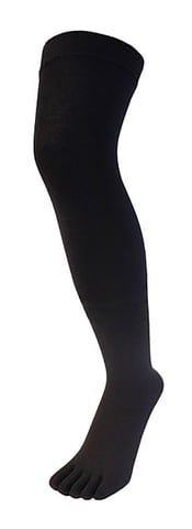 TOETOE - Calcetines sobre la rodilla de algodón con control de humedad para hombres y mujeres - Negro