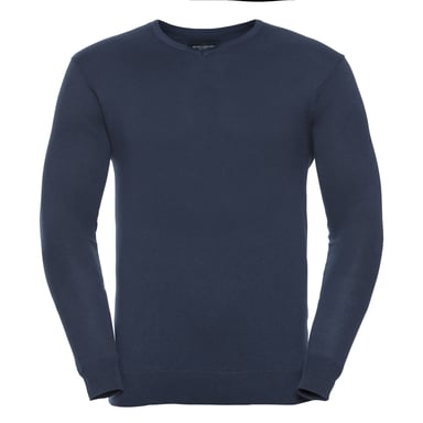 Russell Collection Mens V-Neck Knitted Pullover Sweatshirt (French Navy)