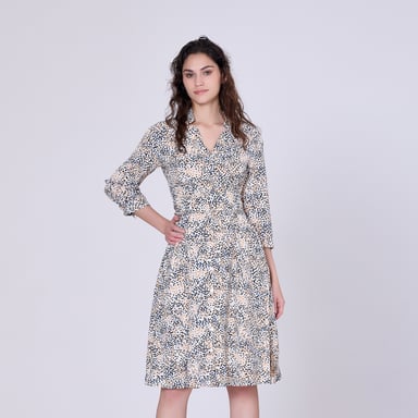 Minimalist printed tea dress and 3/4 sleeves