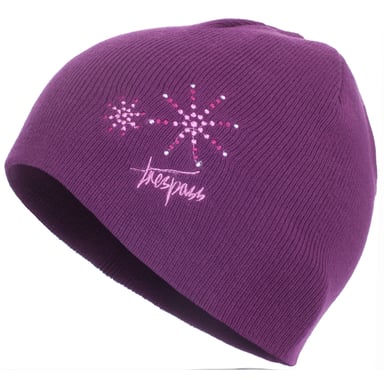 Trespass Childrens Girls Sparkle Knitted Beanie Hat (Plum)