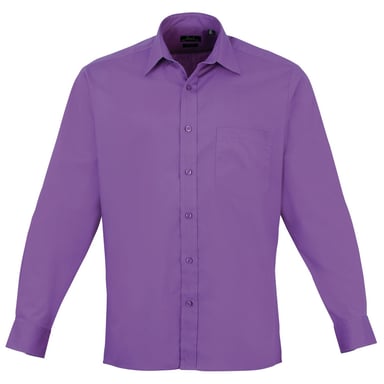 Premier Mens Premier Poplin Long-Sleeved Formal Shirt (Rich Violet)