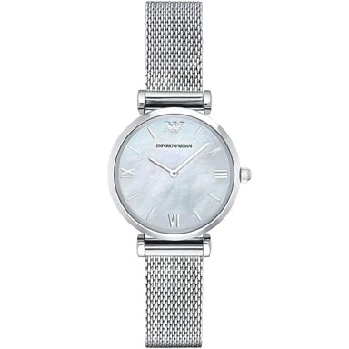 Emporio Armani AR1955 Mother Of Pearl Mesh Bracelet Ladies Watch