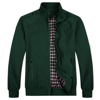 Men's Bomber Jacket with Stand-Up Collar, Transitional Jacket for Autumn, Casual Sports Jacket Green