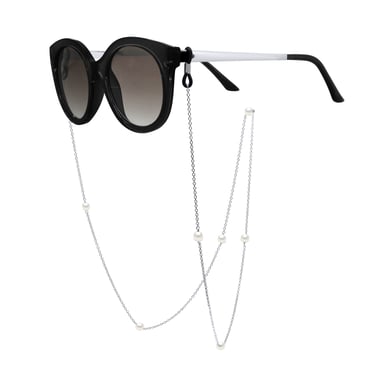 Chain for Glasses - Chain Forçat Silver alternating with 7 Real Cultured Freshwater Pearls Round 6-7 mm