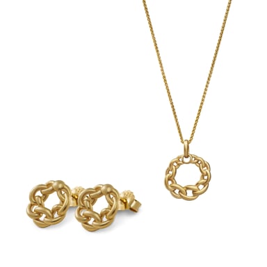 Orphelia 'Estelle' Women's 925 Sterling Silver Set: Chain-Pendant + Earrings - Gold SET-7516/G