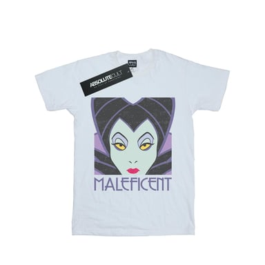 Disney Womens/Ladies Maleficent Cropped Head Cotton Boyfriend T-Shirt (White)