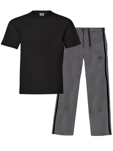 Enzo | Conjunto de camiseta y pantalón para hombre - Negro/Carbón