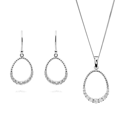 Orphelia 'Aria' Women's 925 Sterling Silver Set: Chain-Pendant + Earrings - Silver SET-7494