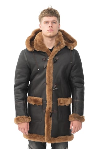 Abrigo de invierno con capucha de piel de oveja para hombre - Helsinki