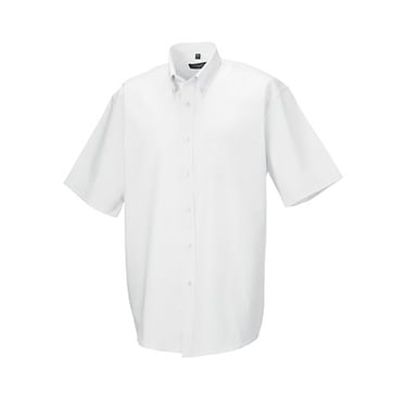Russell Collection Mens Short Sleeve Easy Care Oxford Shirt (White)