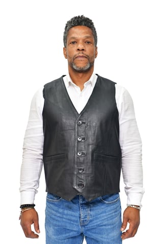 Chaleco clásico de cuero para hombre - Chester