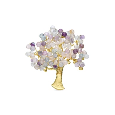 Broche Luxenter con Fluorita acabados en oro amarillo de 18K - Sereli