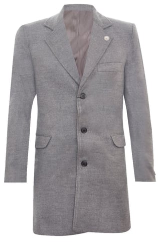Abrigo largo de lana gris ajustado para hombre