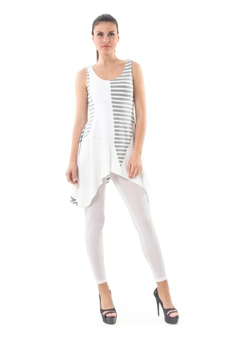 Asymmetrical Stripe Detail Tunic Grey