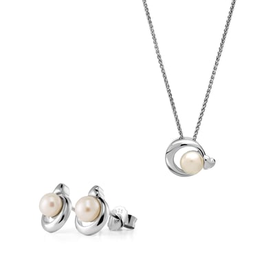 Orphelia 'Mathilde' Women's 925 Sterling Silver Set: Chain-Pendant + Earrings - Silver SET-7510