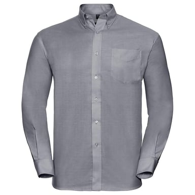 Russell Collection Mens Long Sleeve Easy Care Oxford Shirt (Silver Grey)