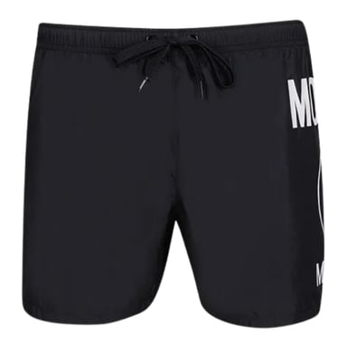 Moschino shorts de baño negros con logo Milano circular grande