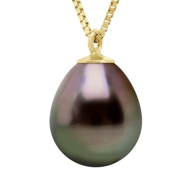 Necklace Real Cultured Tahiti Pearl Pear 9-10 mm
