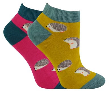 2 Pares de Calcetines de Bambú Multipack | Miss Sparrow | Calcetines Transpirables con Dibujos de Animales - Erizos